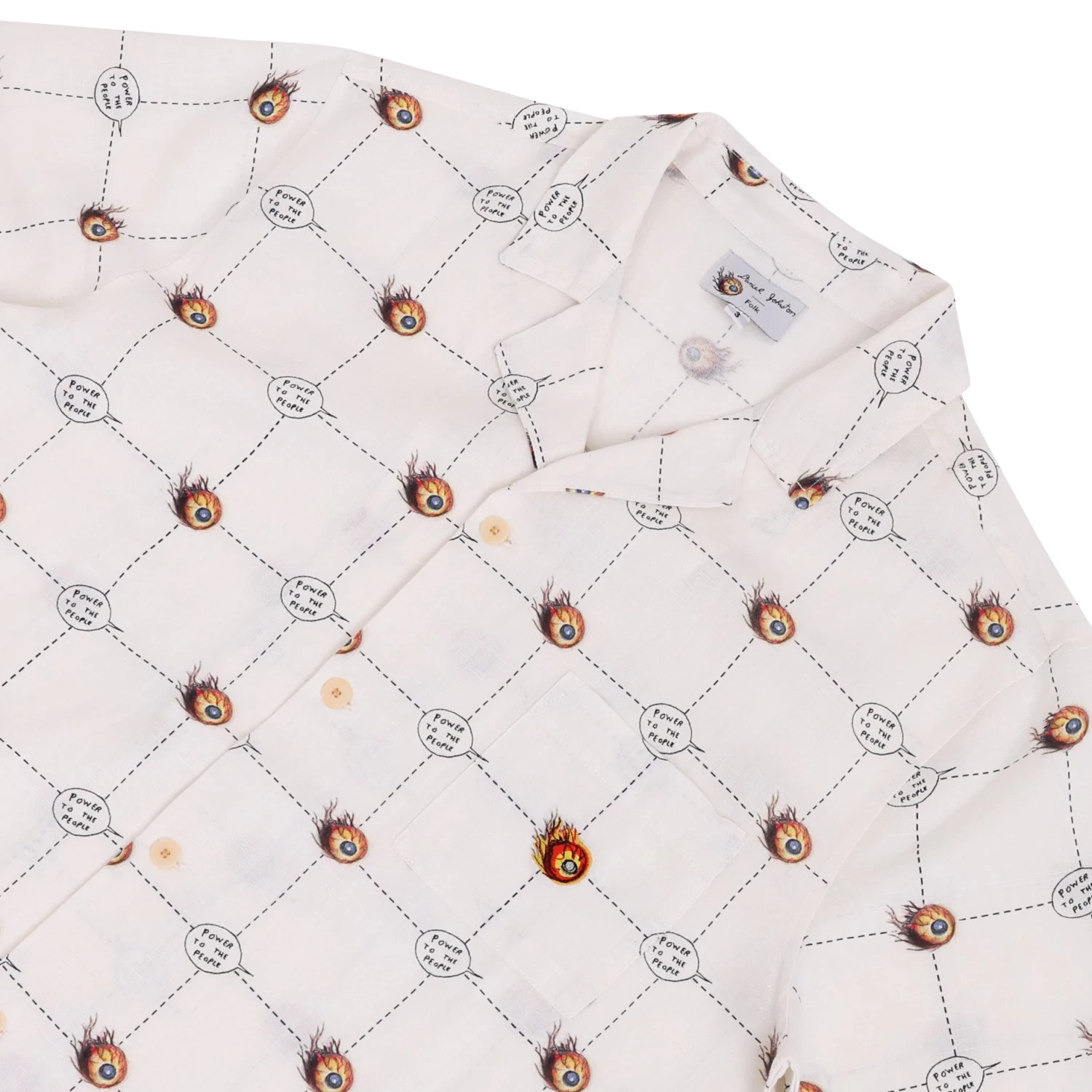 DJ Short Sleeve Soft Collar Shirt - Flaming Eye Grid 2 DJ Short Sleeve Soft Collar Shirt - Flaming Eye Grid - Image 2