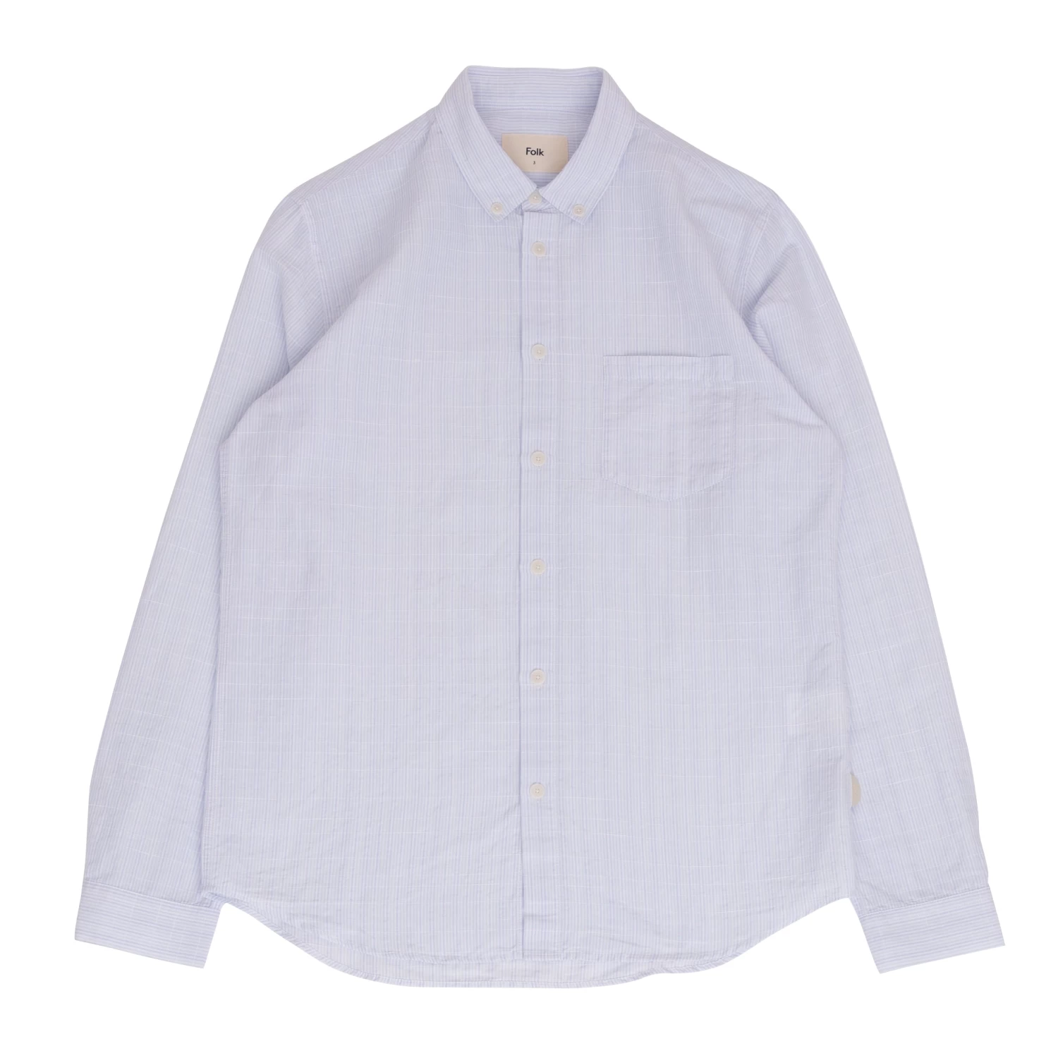 Relaxed Fit Shirt - Blue Microstripe Slub 1 Relaxed Fit Shirt - Blue Microstripe Slub