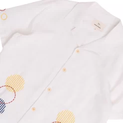 SS Soft Collar Shirt - Ecru Sun Embroidery DP -Folk Shop AW24pre 115