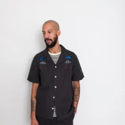 SS Soft Collar Shirt - Black Moon Embroidery DP -Folk Shop AW24preMarcelostyledshots 023