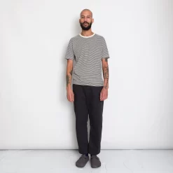 1x1 Stripe Tee - Charcoal Ecru -Folk Shop AW24preMarcelostyledshots 025