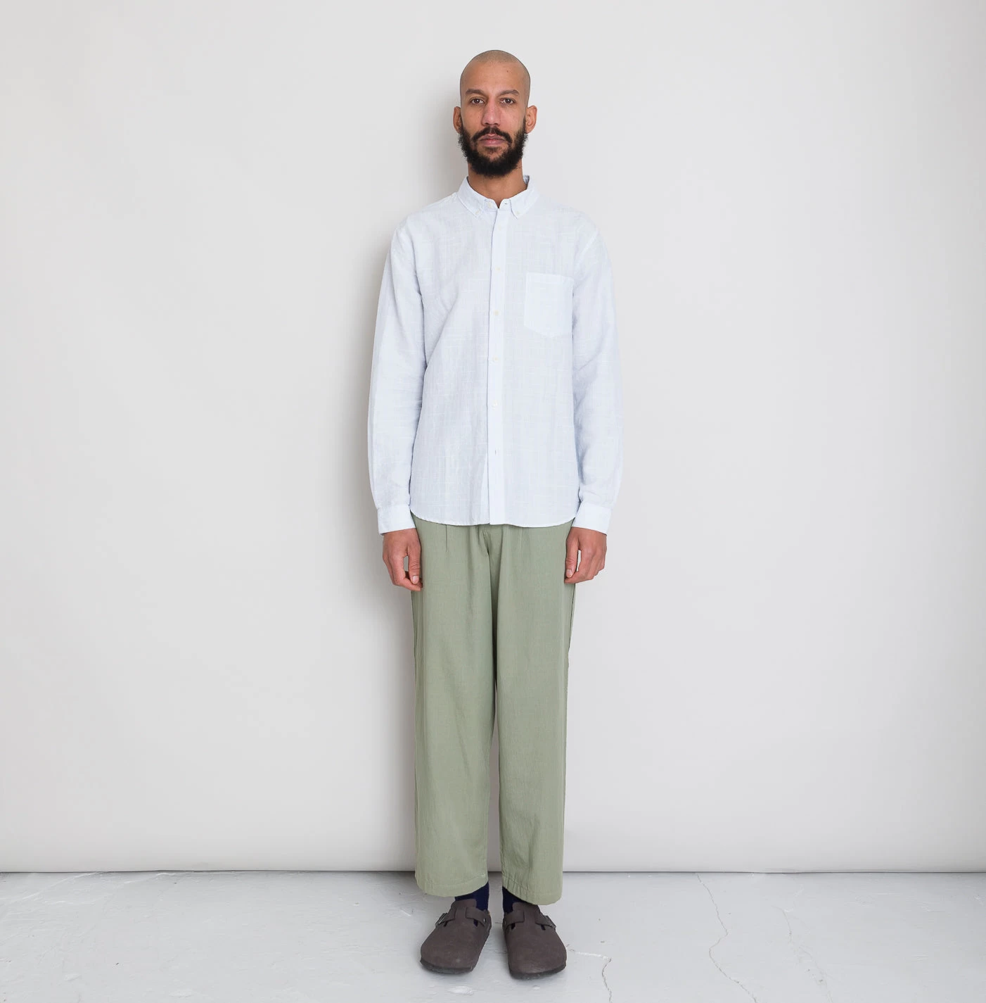 Relaxed Fit Shirt - Blue Microstripe Slub 2 Relaxed Fit Shirt - Blue Microstripe Slub - Image 2