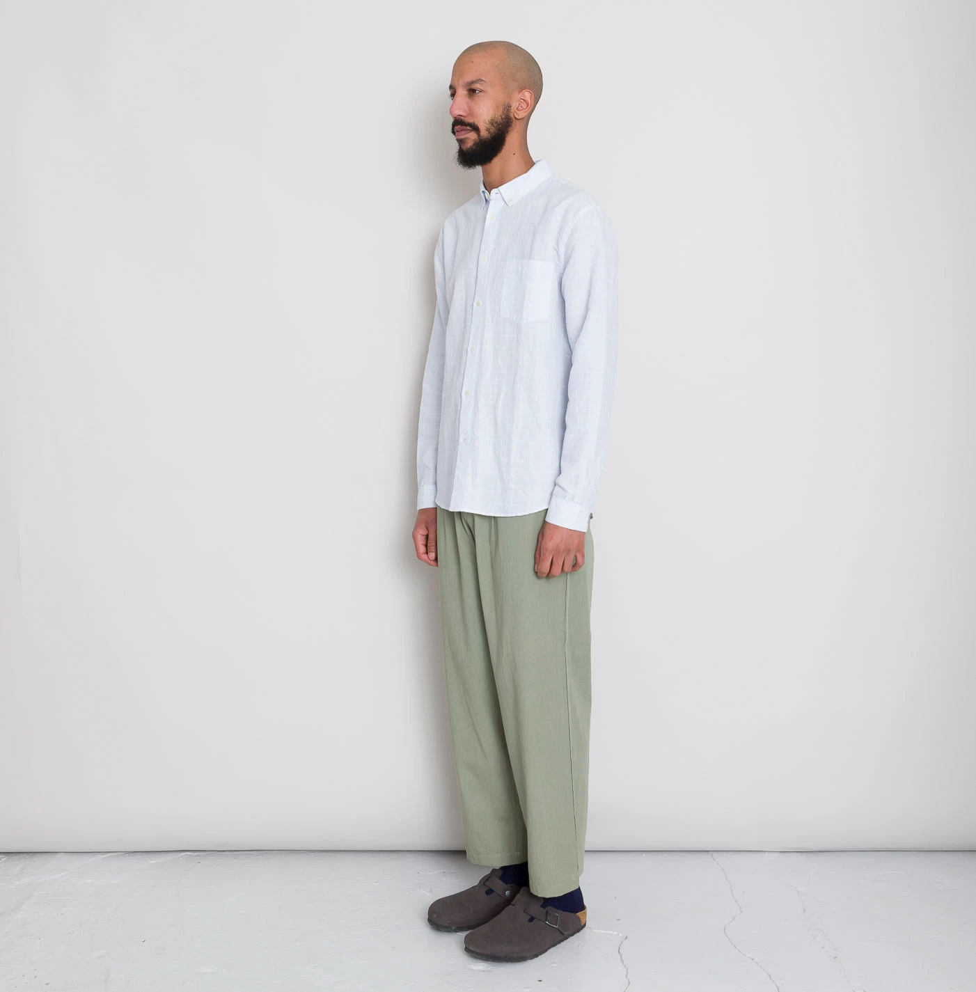 Relaxed Fit Shirt - Blue Microstripe Slub 3 Relaxed Fit Shirt - Blue Microstripe Slub - Image 3