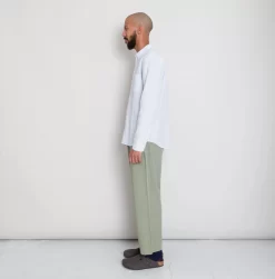 Relaxed Fit Shirt - Blue Microstripe Slub 12 Relaxed Fit Shirt - Blue Microstripe Slub -Folk Shop AW24preMarcelostyledshots 077