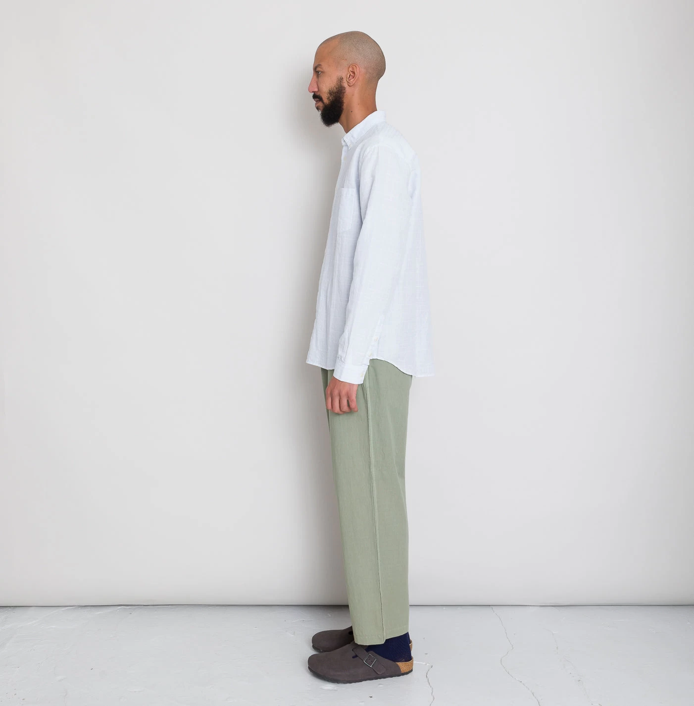 Relaxed Fit Shirt - Blue Microstripe Slub 4 Relaxed Fit Shirt - Blue Microstripe Slub - Image 4