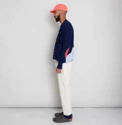 1x1 Stripe Tee - Cobalt Ecru -Folk Shop AW24preMarcelostyledshots 146