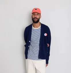 1x1 Stripe Tee - Cobalt Ecru -Folk Shop AW24preMarcelostyledshots 152