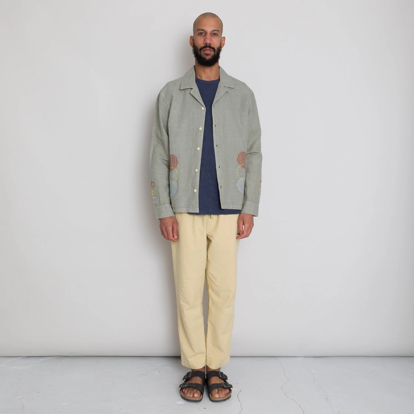 LS Soft Collar Shirt - Olive Sun Embroidery DP 2 LS Soft Collar Shirt - Olive Sun Embroidery DP - Image 2