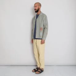 LS Soft Collar Shirt - Olive Sun Embroidery DP 12 LS Soft Collar Shirt - Olive Sun Embroidery DP -Folk Shop AW24preMarcelostyledshots 332