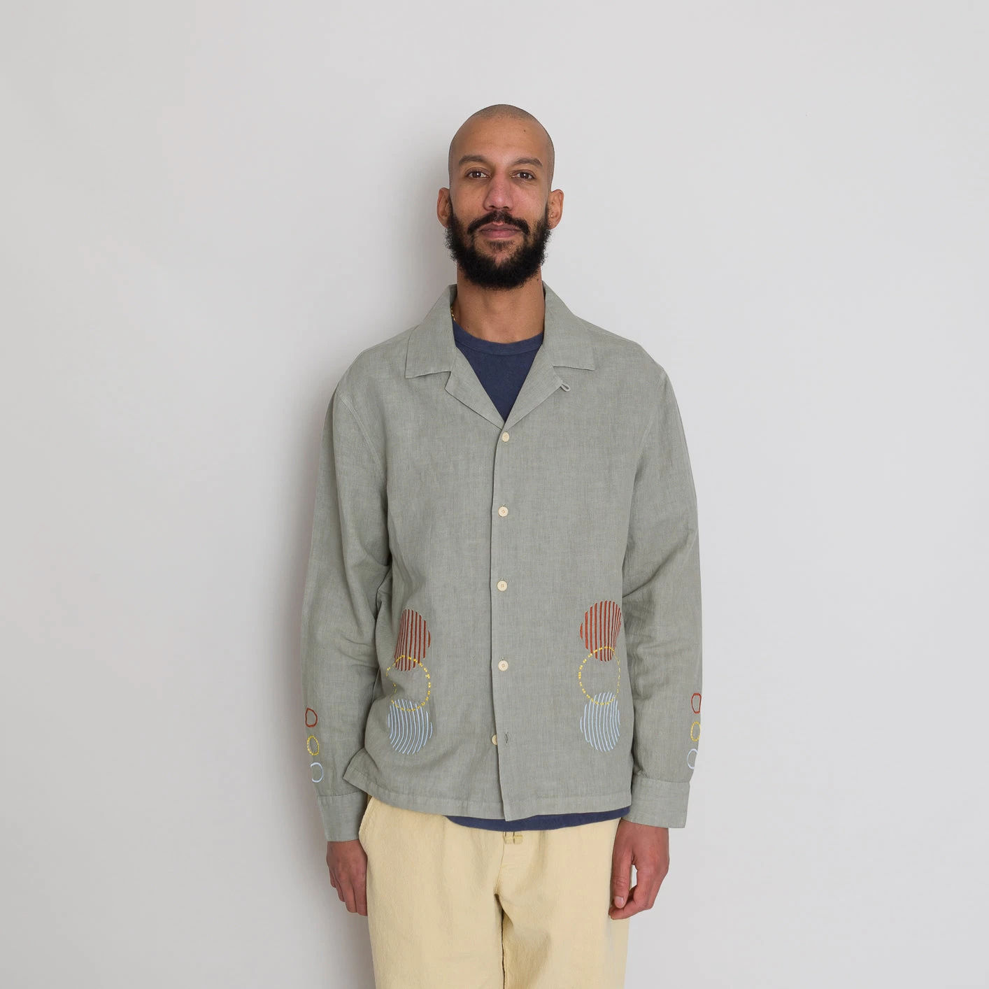 LS Soft Collar Shirt - Olive Sun Embroidery DP 8 LS Soft Collar Shirt - Olive Sun Embroidery DP - Image 8