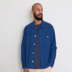 Patch Overshirt - Blue Crinkle -Folk Shop AW24preMarcelostyledshots 446