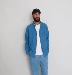 Relaxed Fit Shirt - Linen Indigo -Folk Shop AW24preMarcelostyledshots 557