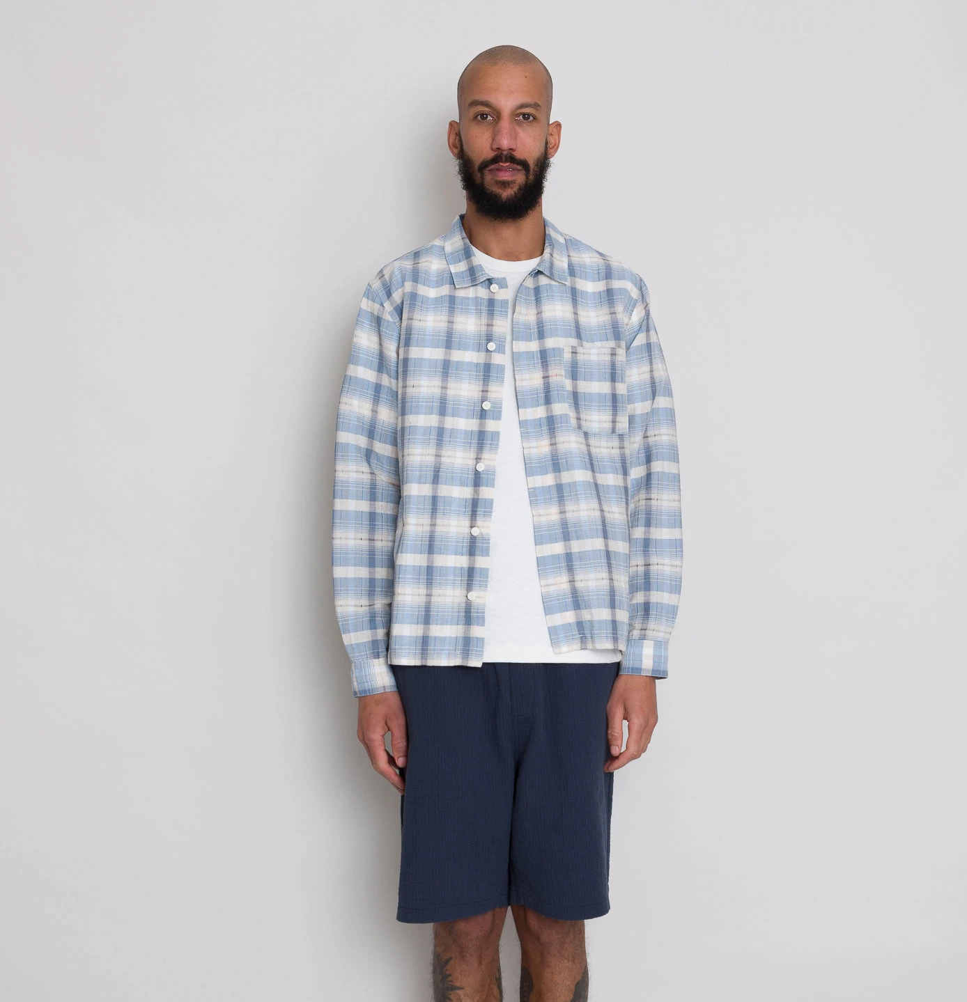Patch Shirt - Soft Blue Open Check 2 Patch Shirt - Soft Blue Open Check - Image 2