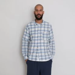 Patch Shirt - Soft Blue Open Check 16 Patch Shirt - Soft Blue Open Check -Folk Shop AW24preMarcelostyledshots 586