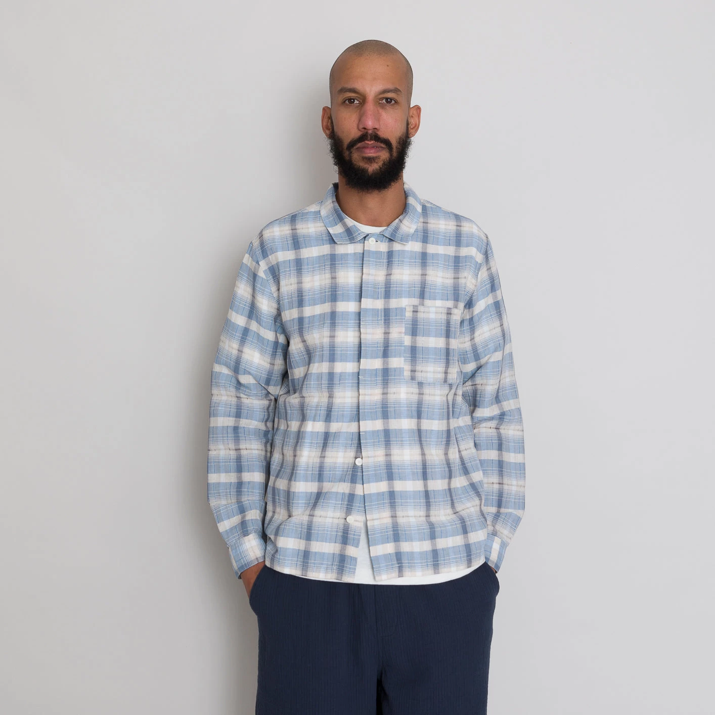 Patch Shirt - Soft Blue Open Check 7 Patch Shirt - Soft Blue Open Check - Image 7