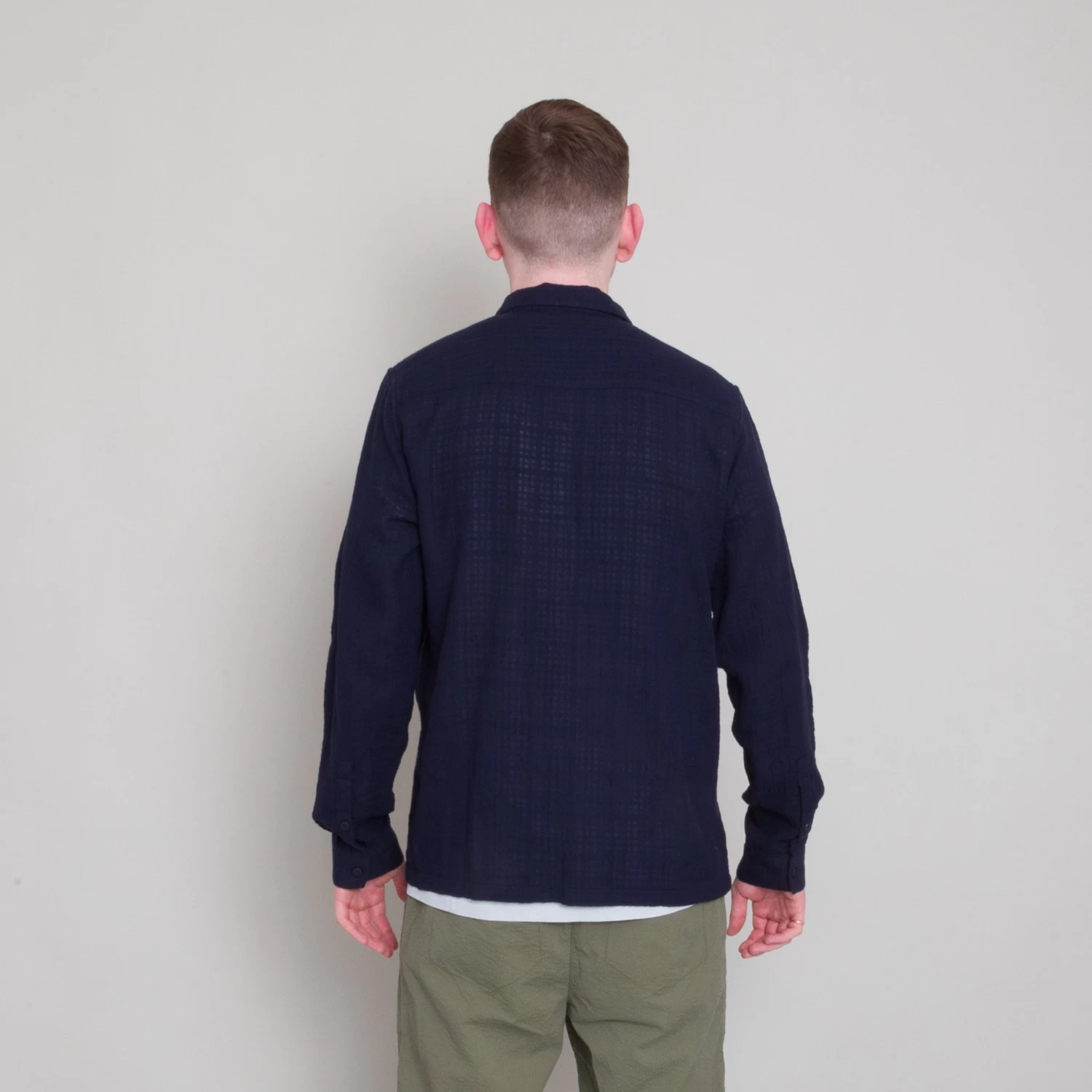 Patch Shirt - Navy Open Weave Check 5 Patch Shirt - Navy Open Weave Check - Image 5