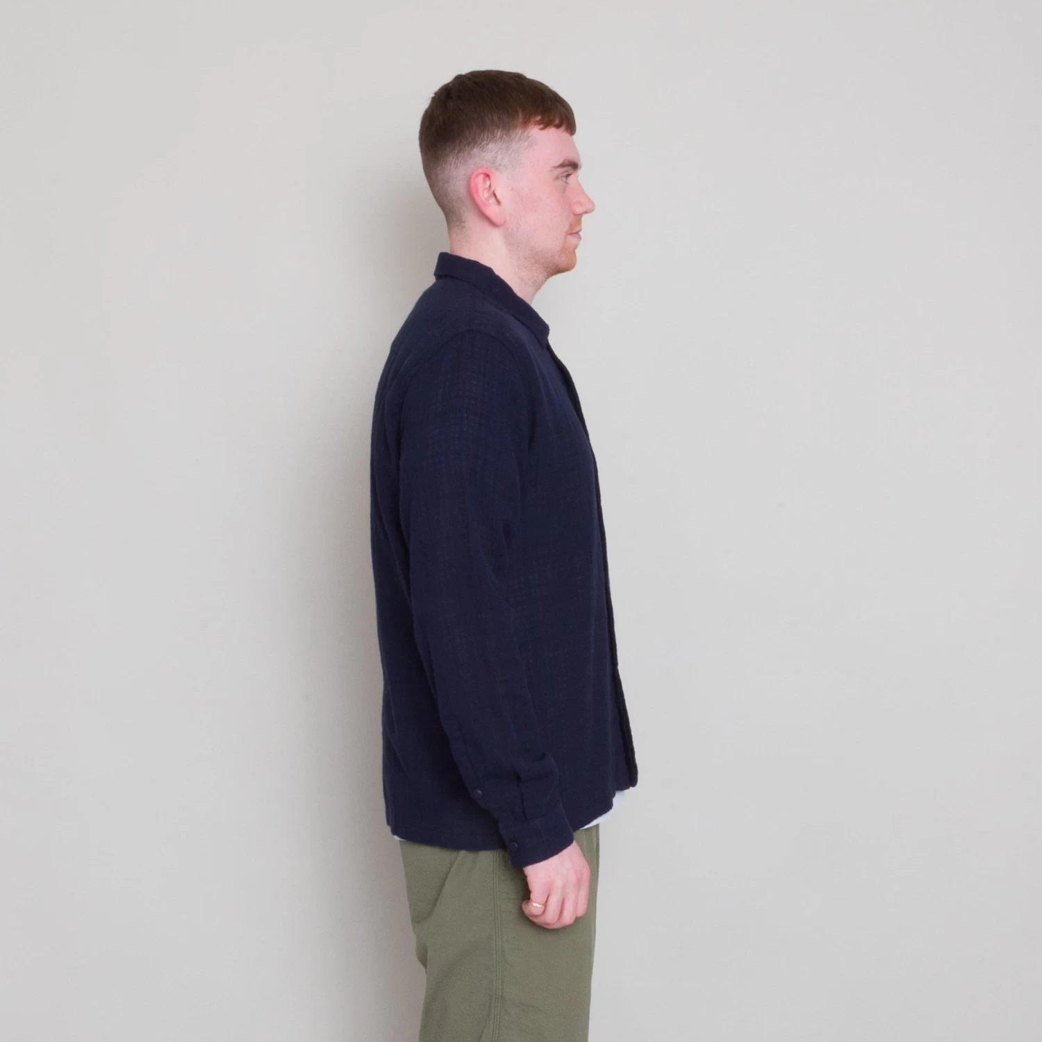 Patch Shirt - Navy Open Weave Check 4 Patch Shirt - Navy Open Weave Check - Image 4