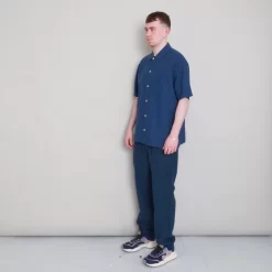 Gabe Shirt - Ash Navy Linen Grid -Folk Shop Archivess242 199 scaled