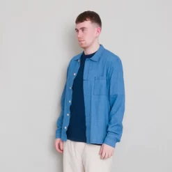 Patch Shirt - Light Indigo Waffle -Folk Shop Archivess242 217