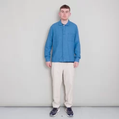 Patch Shirt - Light Indigo Waffle -Folk Shop Archivess242 224 scaled