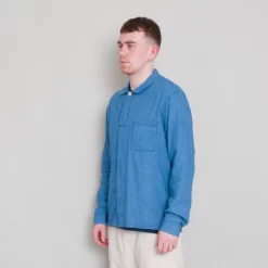 Patch Shirt - Light Indigo Waffle -Folk Shop Archivess242 225