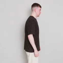 SS Textured Stripe Tee - Black Taupe -Folk Shop Archivess242 252