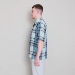 SS Soft Collar Shirt - Ocean Blue Check -Folk Shop Archivess242 313
