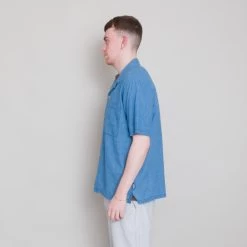 SS Soft Collar Shirt - Light Indigo Waffle -Folk Shop Archivess242 320