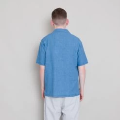 SS Soft Collar Shirt - Light Indigo Waffle -Folk Shop Archivess242 321