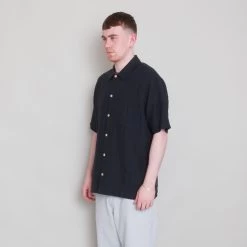 Gabe Shirt - Black Linen Grid -Folk Shop Archivess242 327