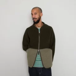 Boxy Puzzle Fleece - Olive Wool Mix -Folk Shop MarceloSpeedo 357 scaled