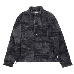 Boxy Funnel Fleece - Slate Wool Polka