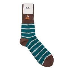 Waffle Stripe Sock - Alpine Green Stripe