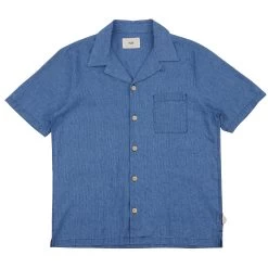 SS Soft Collar Shirt - Light Indigo Waffle