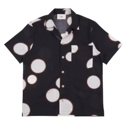 SS Soft Collar Shirt - Black Ecru Dot