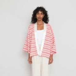 Kimono Jacket Women's - Ecru Vermilion Track Weave