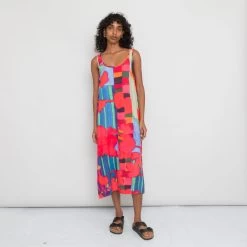 Folk Shop 27 Slip Dress Women's - Red Tulip Print