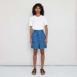 Pleated Shorts - Denim
