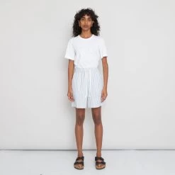 Wide Signal Shorts Women's - Cornflower Ecru Stripe