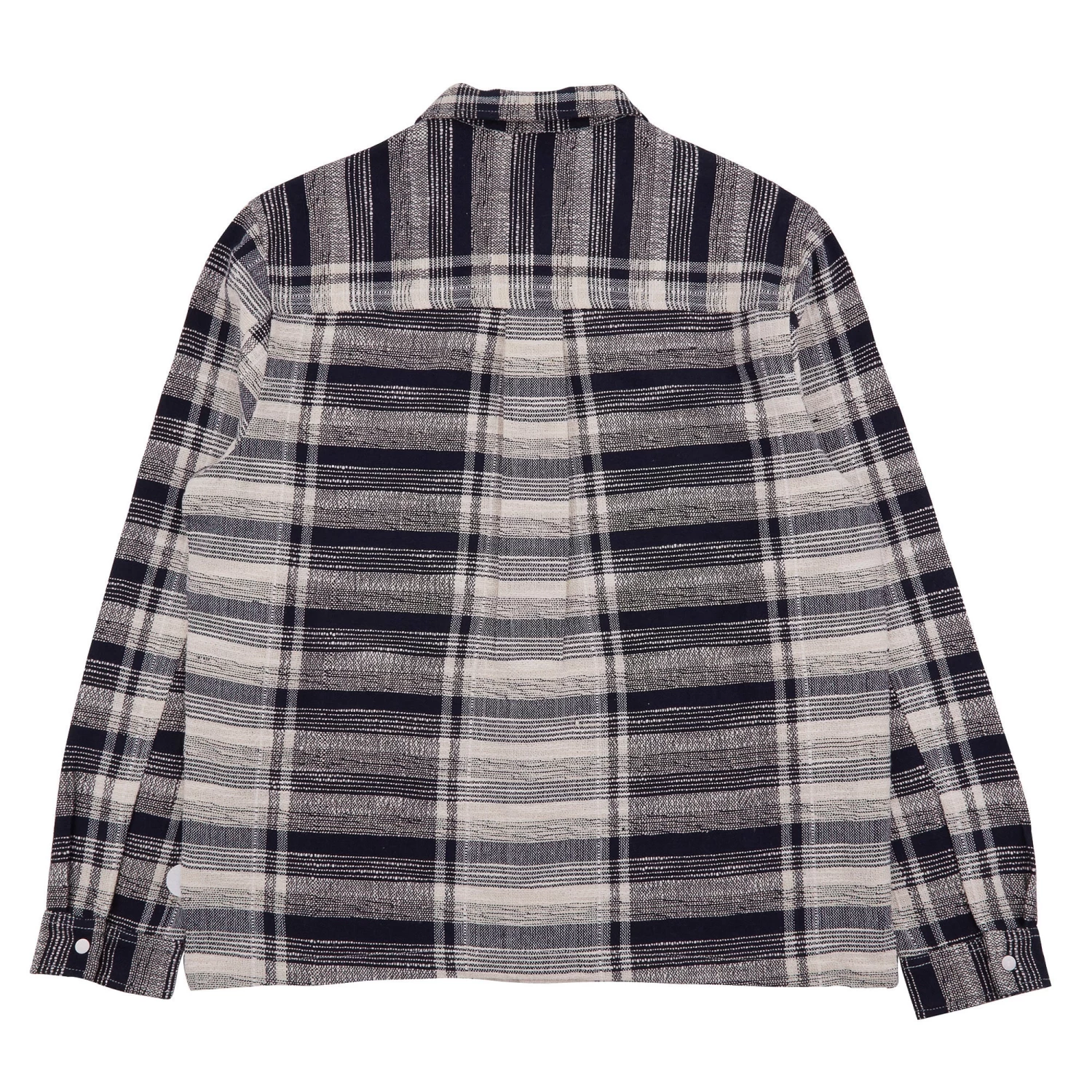 Patch Overshirt - Navy Basket Weave Check 5 Patch Overshirt - Navy Basket Weave Check - Image 5
