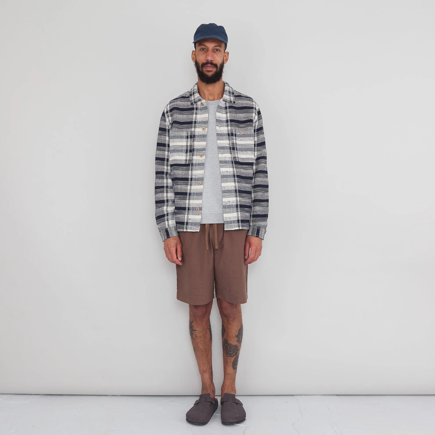 Patch Overshirt - Navy Basket Weave Check 2 Patch Overshirt - Navy Basket Weave Check - Image 2