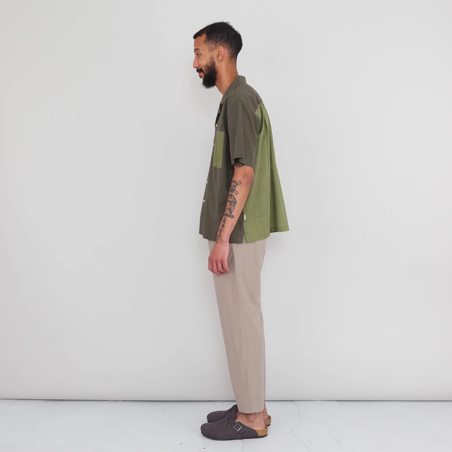 2 Tone Soft Collar Shirt - Olive 3 2 Tone Soft Collar Shirt - Olive - Image 3
