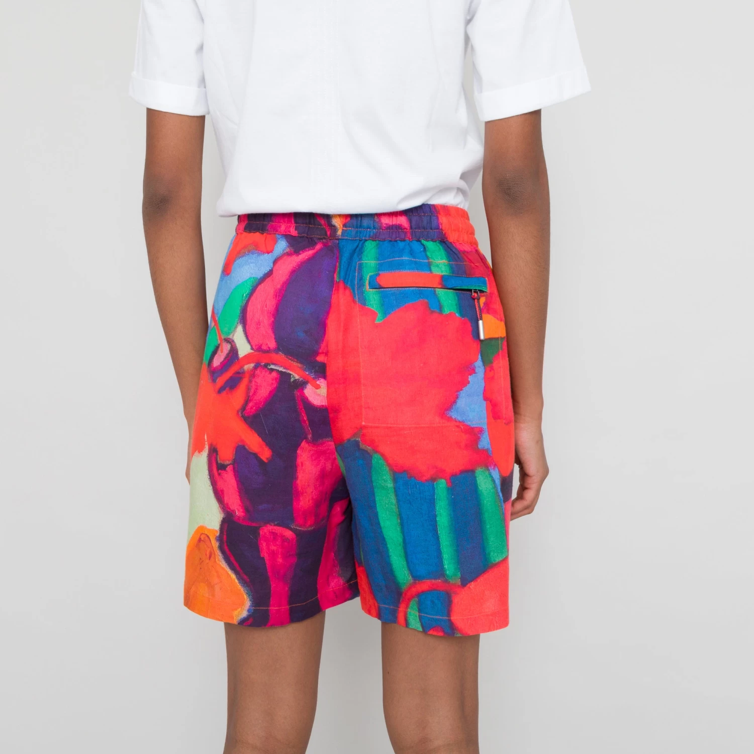 Wide Signal Shorts Women's - Red Tulip Print 4 Wide Signal Shorts Women's - Red Tulip Print - Image 4