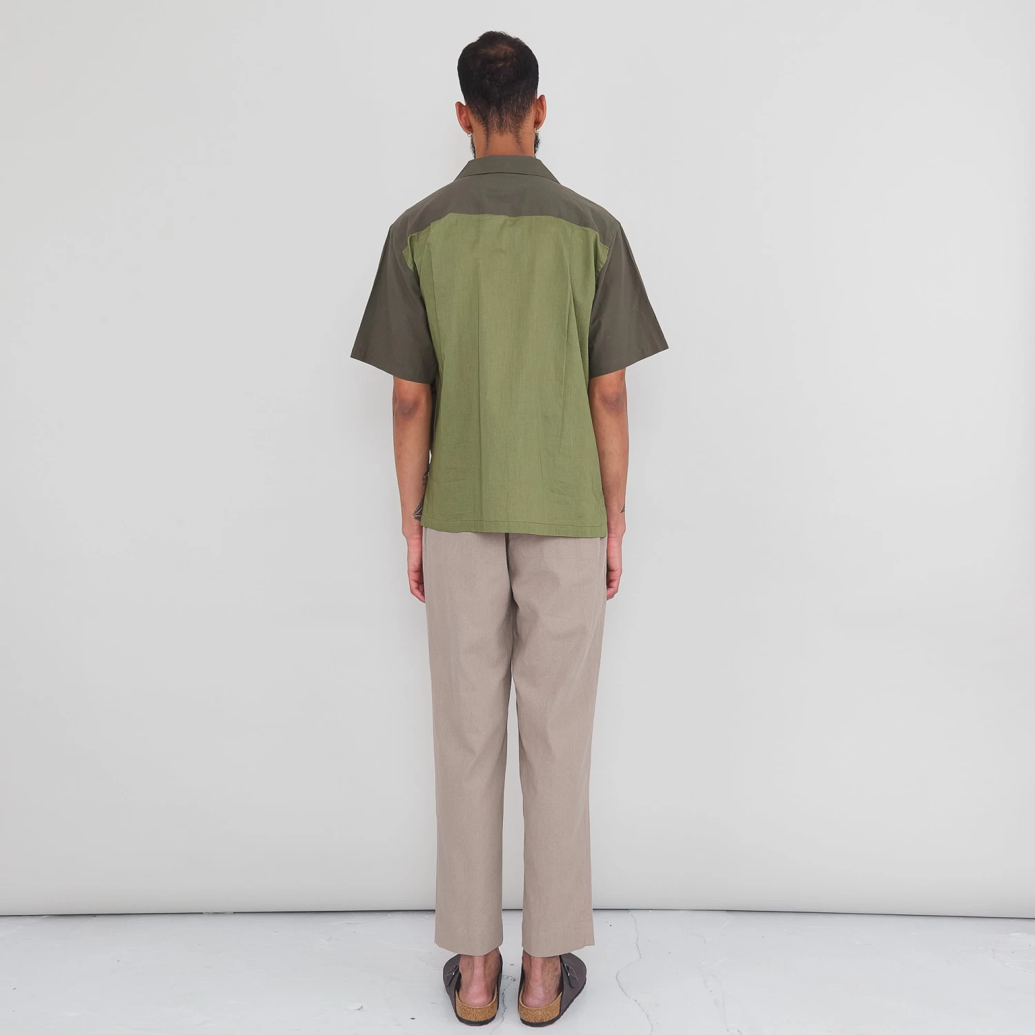 2 Tone Soft Collar Shirt - Olive 4 2 Tone Soft Collar Shirt - Olive - Image 4