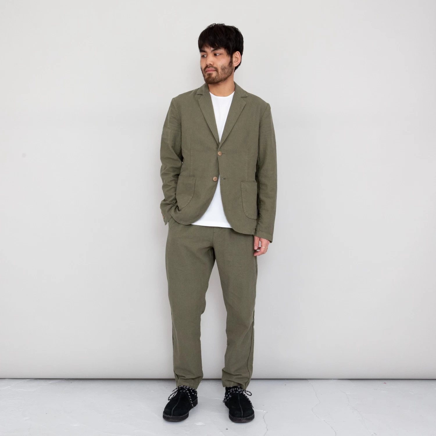 Cotton Linen Blazer - Olive 2 Cotton Linen Blazer - Olive - Image 2