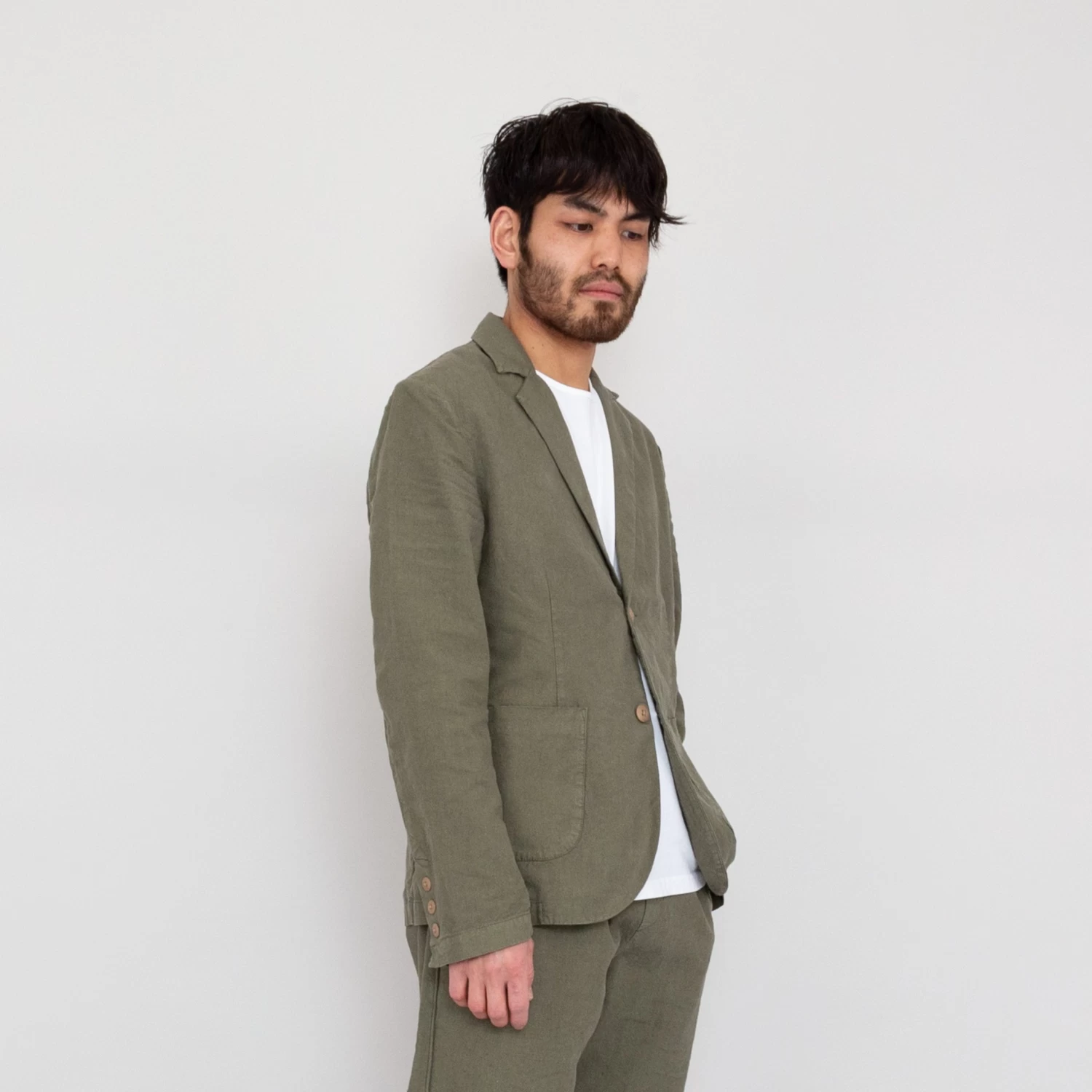 Cotton Linen Blazer - Olive 3 Cotton Linen Blazer - Olive - Image 3