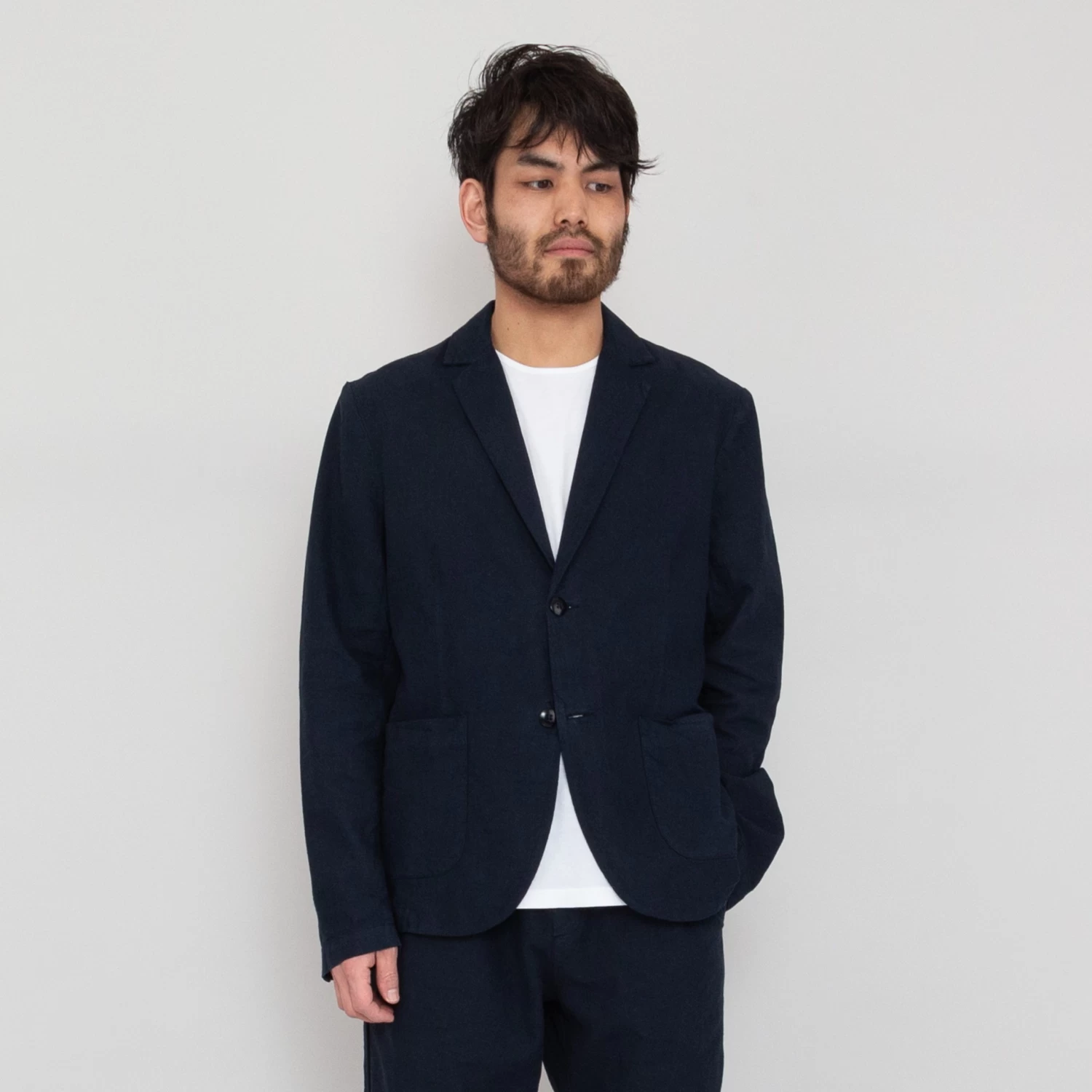 Cotton Linen Blazer - Soft Navy 2 Cotton Linen Blazer - Soft Navy - Image 2